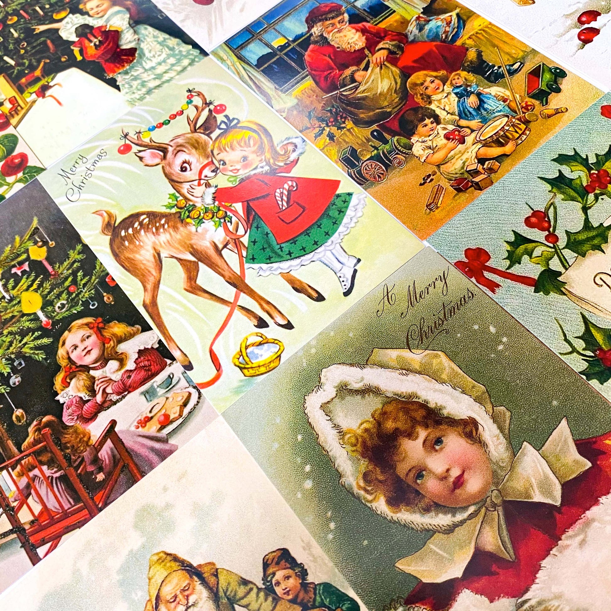 nostalgic christmas feastive victorian retro vintage postcard postcards post card cards uk cute kawaii stationery gift gifts santa claus deer snow girl 