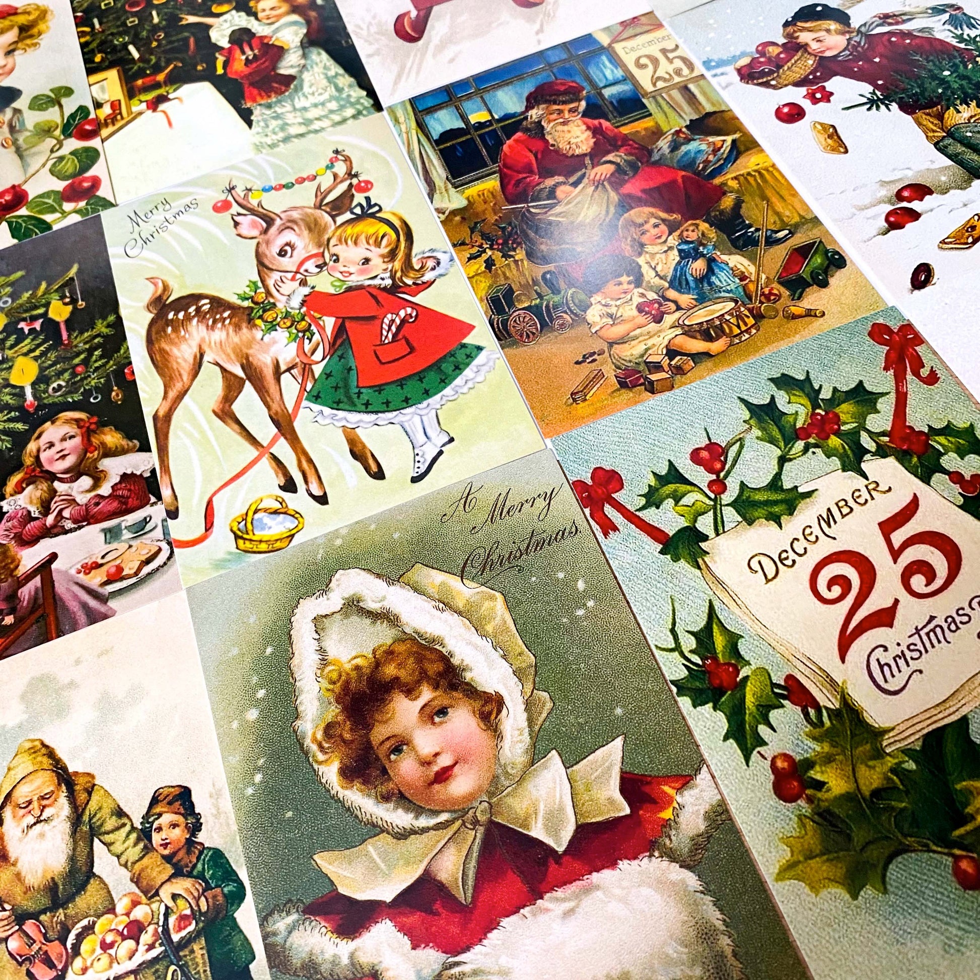 nostalgic christmas feastive victorian retro vintage postcard postcards post card cards uk cute kawaii stationery gift gifts santa claus deer snow girl 