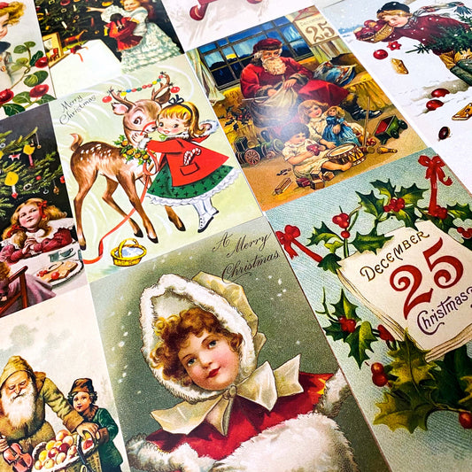 nostalgic christmas feastive victorian retro vintage postcard postcards post card cards uk cute kawaii stationery gift gifts santa claus deer snow girl 