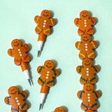 gingerbread men man pencil pencils fine point stackable pop on crayon gift gifts stocking filler christmas festive kids cute kawaii uk stationery shop store brown fun