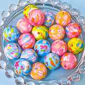 EASTER Patterned ROUND Large Silicone BEADS 16mm