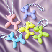 pastel colour coloured balloon dog dogs keyring key chain clip bag charm charms accessory phone zip pull present uk cute kawaii pink blue lilac purple green yellow stocking filler fillers ball chain small mini fun kids