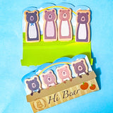bear sticky notes index tabs set on a blue background
