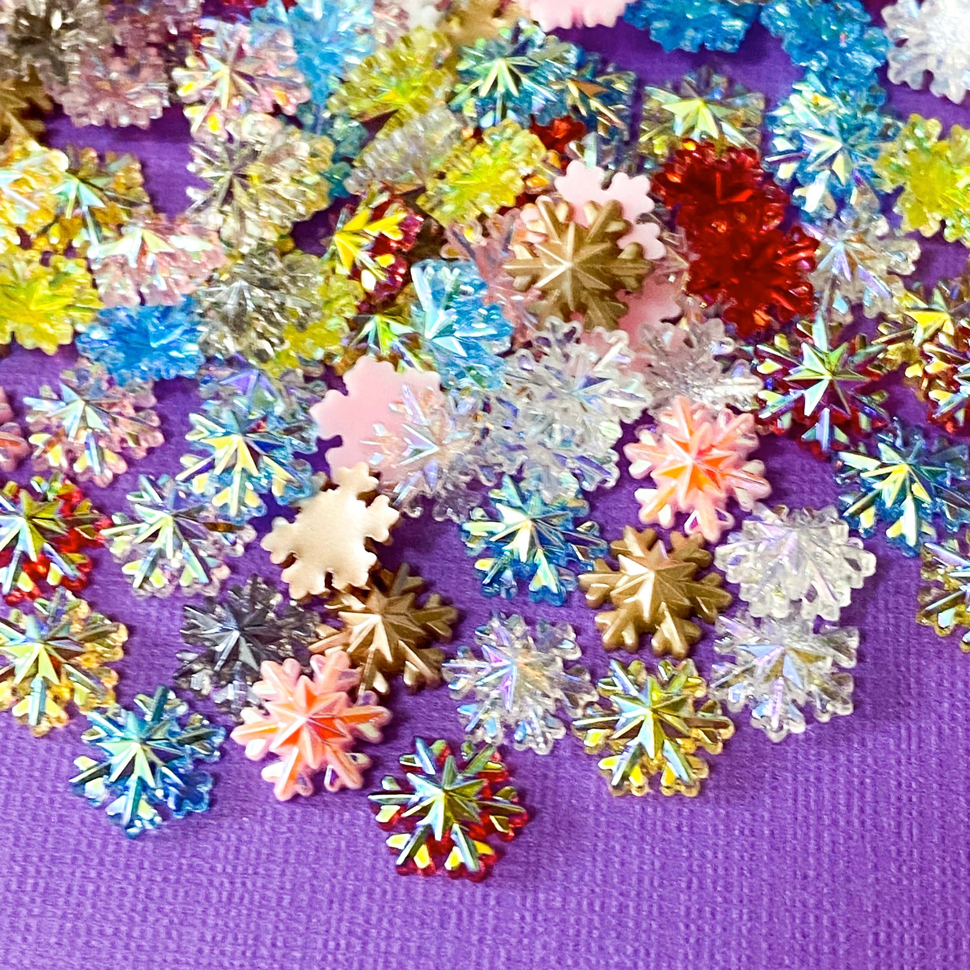 acrylic snowflake snowflakes shiny glittery ab iridescent 8mm small mini christmas craft supplies shop store uk set of 20 little fb fbs flatback flatbacks embellishments flat back