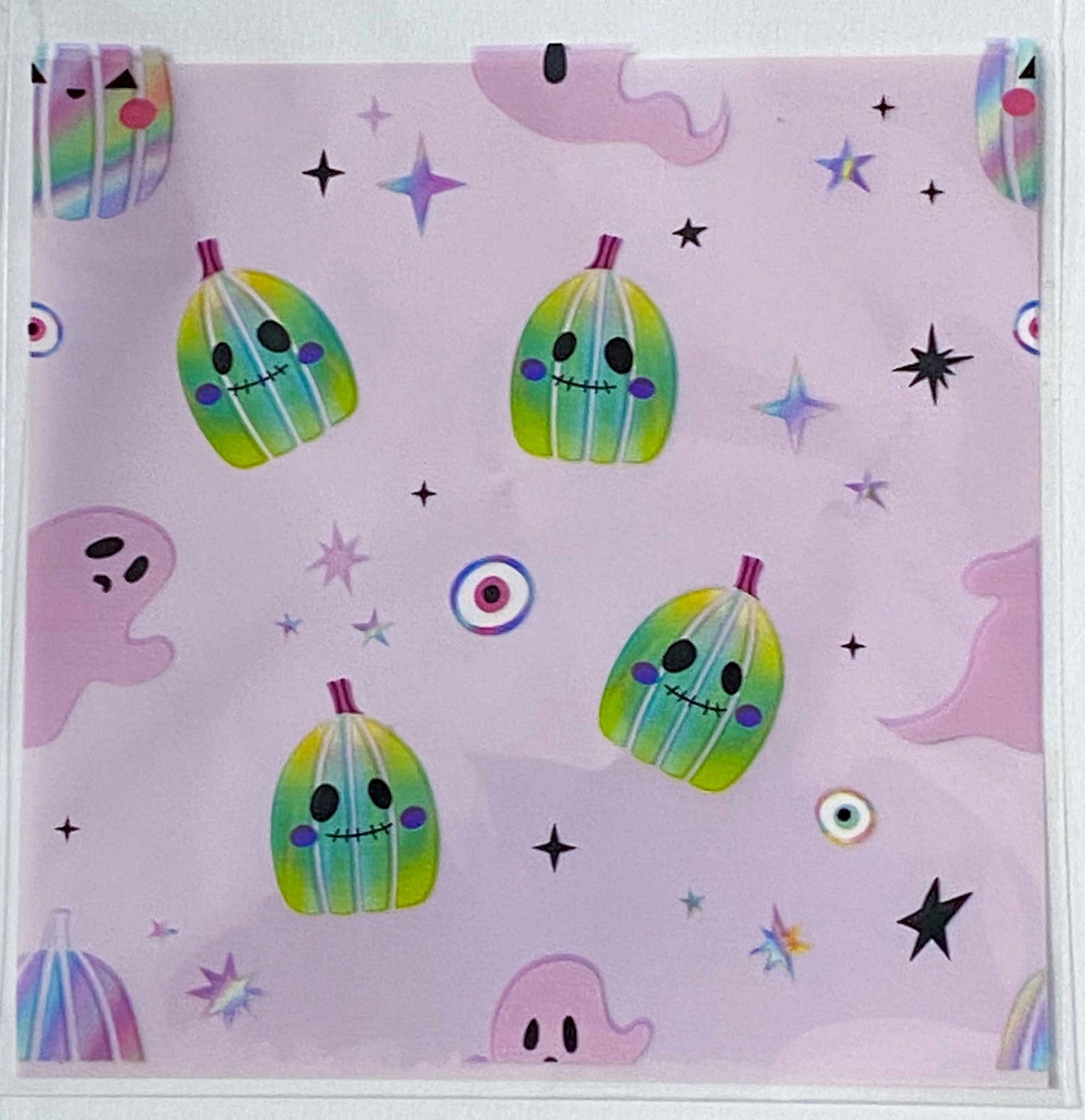 large cello cellophane self seal bag bags packaging supplies spooky lilac pink purple pumpkins pumpkin ghost ghosts cat black cats witch kawaii cute uk stationery gift gifts shop store supplies clear plastic