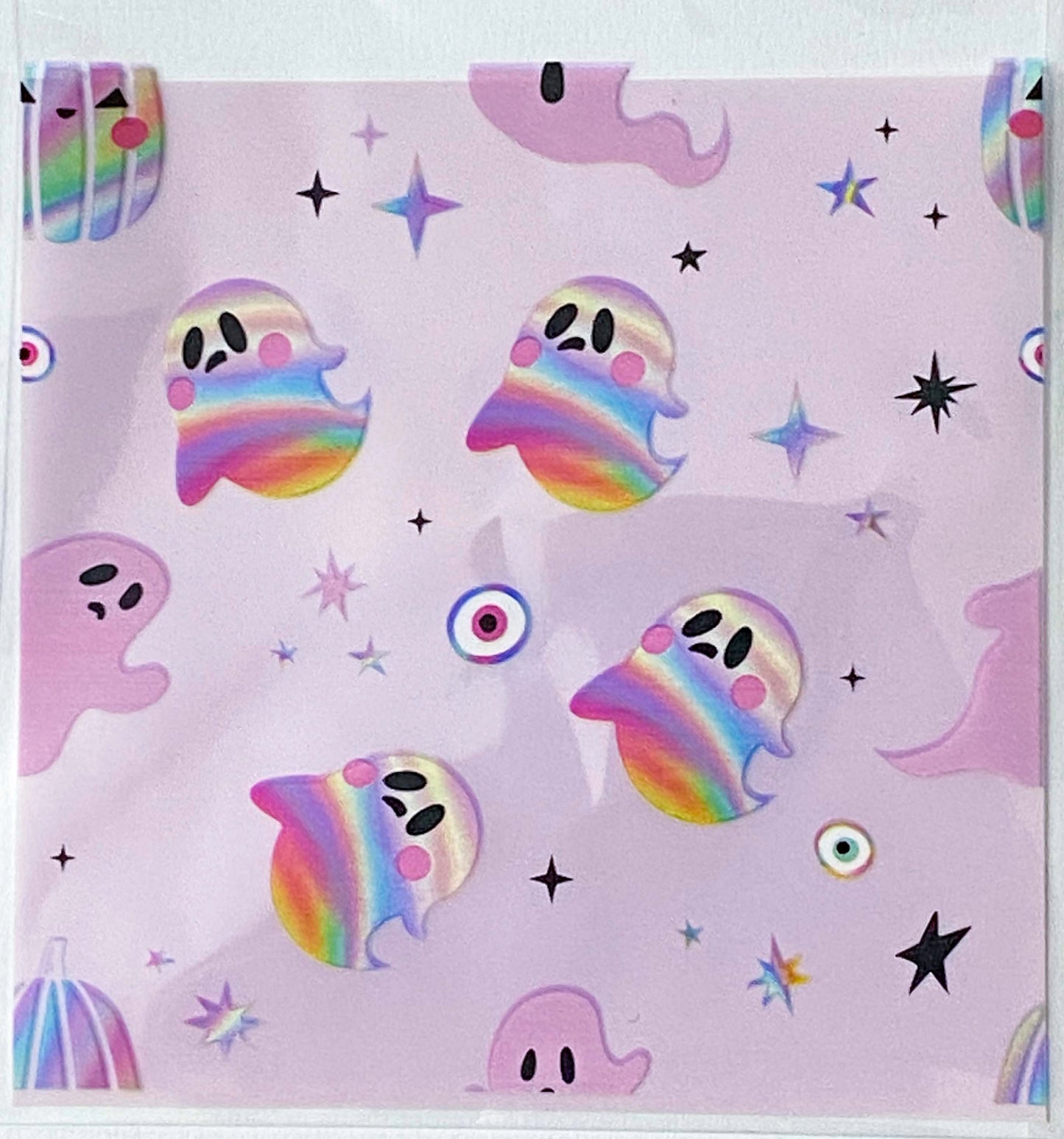 large cello cellophane self seal bag bags packaging supplies spooky lilac pink purple pumpkins pumpkin ghost ghosts cat black cats witch kawaii cute uk stationery gift gifts shop store supplies clear plastic
