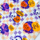 large cello cellophane self seal bag bags packaging supplies spooky orange purple pumpkins pumpkin colourful skull skulls ghost ghosts  kawaii cute uk stationery gift gifts shop store supplies clear plastic