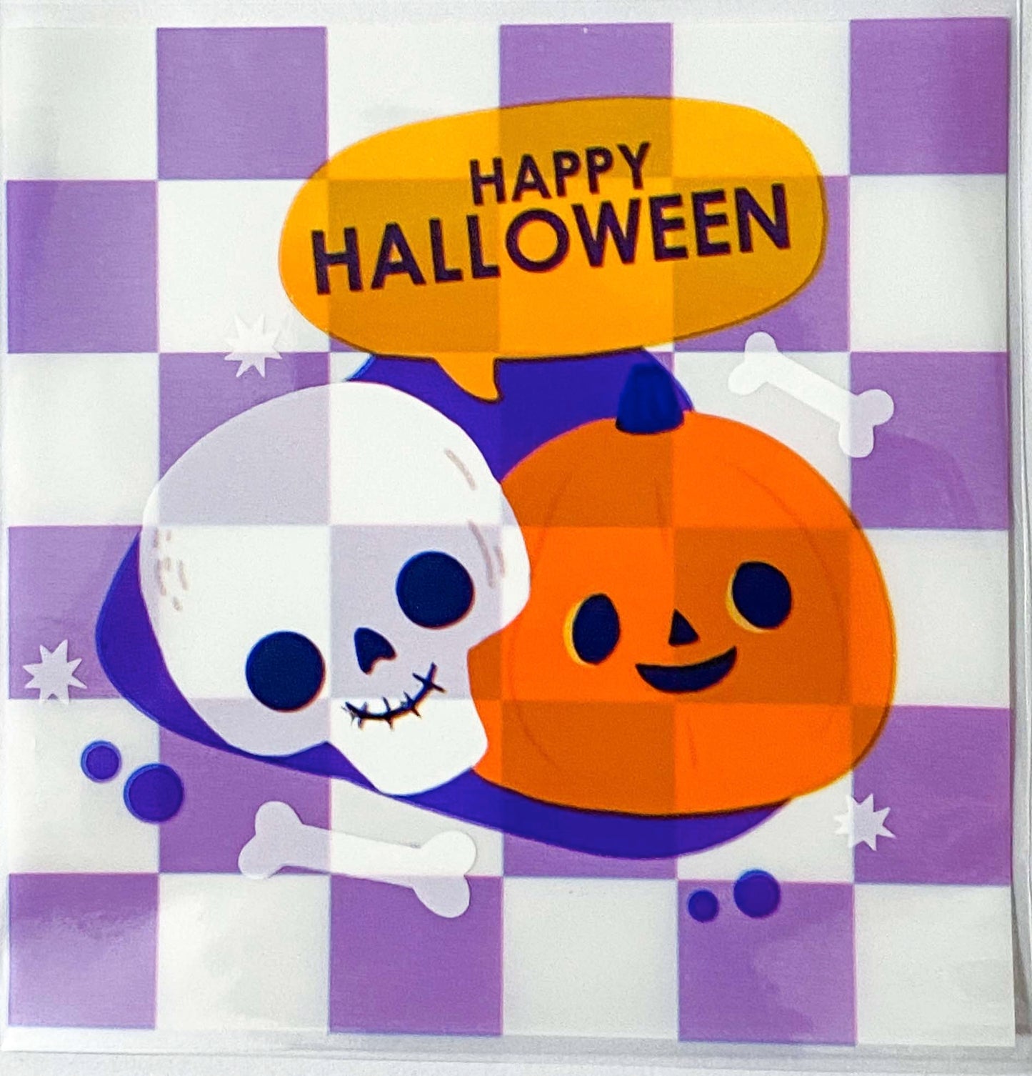 large cello cellophane self seal bag bags packaging supplies spooky orange purple pumpkins pumpkin colourful skull skulls ghost ghosts  kawaii cute uk stationery gift gifts shop store supplies clear plastic