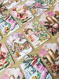 pink tag tags christmas festive retro pretty cute kawaii card thick set 6 vintage nostalgia uk stationery gift gifts gingerbread house girl train candle stocking victorian