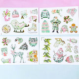 kawaii cute christmas stickers stickers sheet pastel pink and green retro vintage pretty glossy white festive stationery uk shop store planner addict supplies santa sleigh snowman deer gingerbread