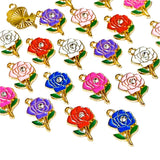 colourful rose roses flower flowers floral enamel metal gold tone golden charm charms pendant rhinestone rhinestones sparkly cute kawaii craft supplies shop pretty red purple pink white blue jewellery making supplies