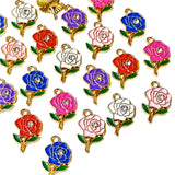 colourful rose roses flower flowers floral enamel metal gold tone golden charm charms pendant rhinestone rhinestones sparkly cute kawaii craft supplies shop pretty red purple pink white blue jewellery making supplies