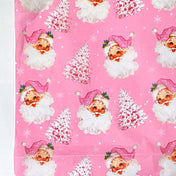 pink santa claus and christmas tree festive tissue paper pack of 2 sheet sheets uk cute kawaii packaging supplies stationery wrap wrapping paper pastel colours retro vintage style
