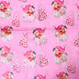 pink santa claus and christmas tree festive tissue paper pack of 2 sheet sheets uk cute kawaii packaging supplies stationery wrap wrapping paper pastel colours retro vintage style