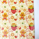 gingerbread men man tissue paper sheet sheets 2 sample christmas festive red gold yellow brown mug mugs cocoa candy cane canes pattern patterned uk cute kawaii stationery packaging supplies shop store 