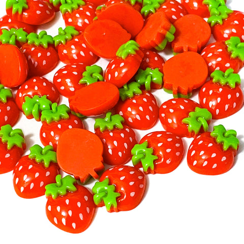 resin strawberry strawberries resin flatback flat back fb fbs flatbacks uk cute kawaii red berry berries fruit craft supplies shop store colourful embellishment embellishments bow making