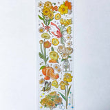 golden gold yellow orange flower flowers plants plant sticker stickers sheet holo holographic foil foiled clear plastic pet uk cute kawaii stationery shop store butterflies butterfly jar jars