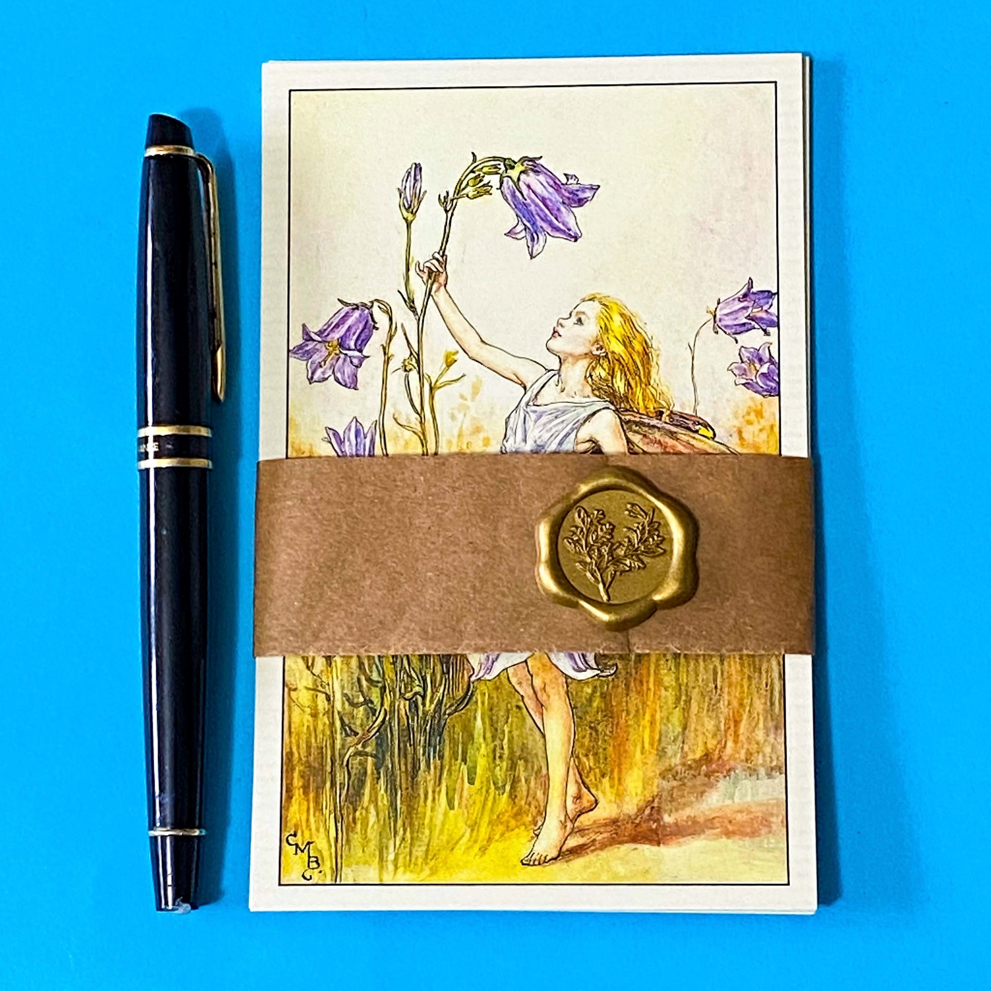 cecily may barker flower fairies postcard set of 5 with vintage wild flowers illustrations including rosebay willow herb, ground ivy and celandine. Pretty letterbox gift set from the Uk. Packaged with a kraft belly band and wax seal stickers. 