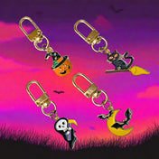 halloween clip clips gold tone metal enamel spooky keyring key ring chain chain keychain bag charm charms uk cute kawaii gift gifts shop store fun