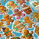 gingerbread men man ginger bread christmas laptop sticker stickers pack set uk cute kawaii brown stationery gift gifts shop store fun kids festive