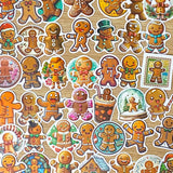 gingerbread men man ginger bread christmas laptop sticker stickers pack set uk cute kawaii brown stationery gift gifts shop store fun kids festive