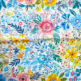 Colourful floral pattern tissue paper sheets on a white background