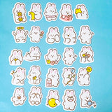 cute rabbit stickers on a blue background