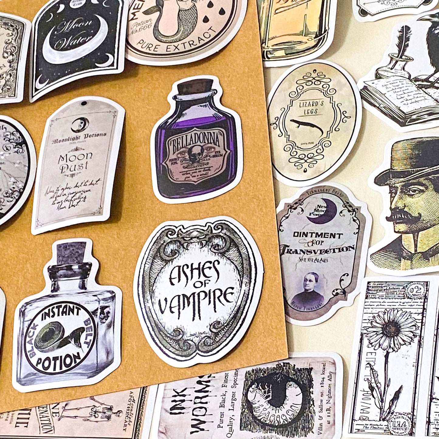 vintage potion bottle and poison bottles label stickers for antique scrapbook and laptops including apothecary labels and spells