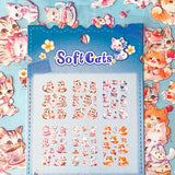 clear kitten and cat stickers pack with kawaii cat designs