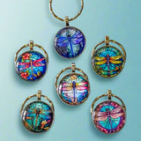 dragonfly dragonflies cute kawaii glass cabochon keyring keyrings key ring rings chain silver uk gift gifts shop store purple pink blue turquoise gold green lilac