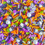 halloween vibes spooky sprinkle sprinkles gem gems sparkly mini embellishment embellishments orange yellow purple lilac black crystal ball bat bats green balls hundreds and thousands little small pack uk cute kawaii craft supplies shop store