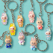 cute kawaii labubu labubus lafufu lafufus uk japanese crazy scary rabbit rabbits resin keyring key ring rings clip clips bag charms silver metal keychain keychains pink blue yellow lilac brown cream beige fun gift gifts shop store bargain baby