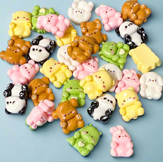 little small mini resin resins flatback flat back fb fbs embellishment cabochon animal animals cute kawaii dino dinosaur lizard green pink bunny rabbit white puppy dog dogs brown koala bear bears panda pandas uk craft supplies shop store