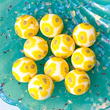floral flower print pattern bead beads large jumbo big 15mm 16mm silicone soft touch uk cute kawaii pretty beaded pen pens jewellery making craft supplies shop yellow pink cerise aqua lilac flowers round  sunflowers