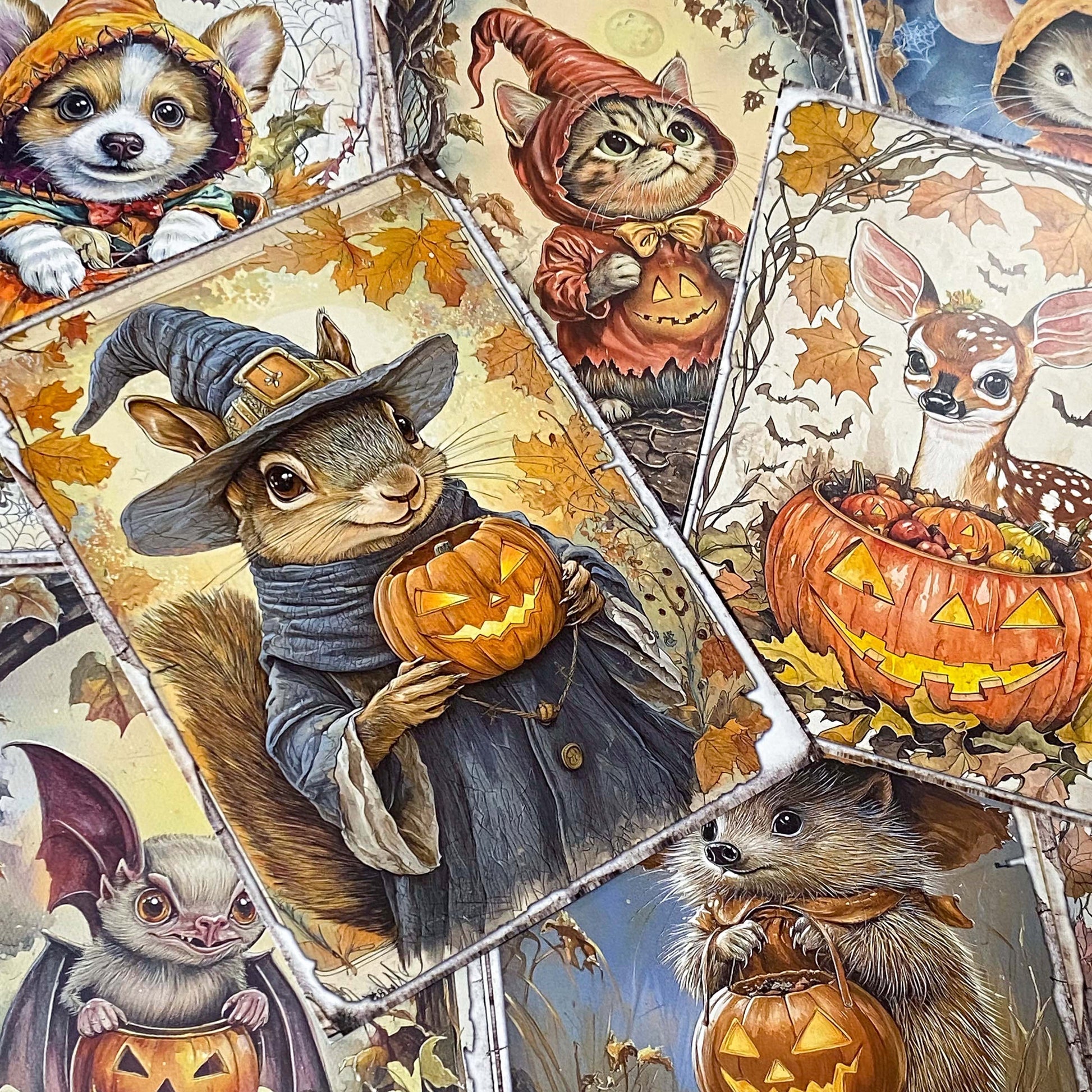 pumpkin pumpkins retro vintage halloween spooky animal animals woodland cute kawaii creatures postcard postcards post card cards sticker stickers hedgehog squirrel cat kitten dog puppy rabbit stoat weasel mouse mice owl bird uk stationery supplies planner addict gift gifts shop store deer