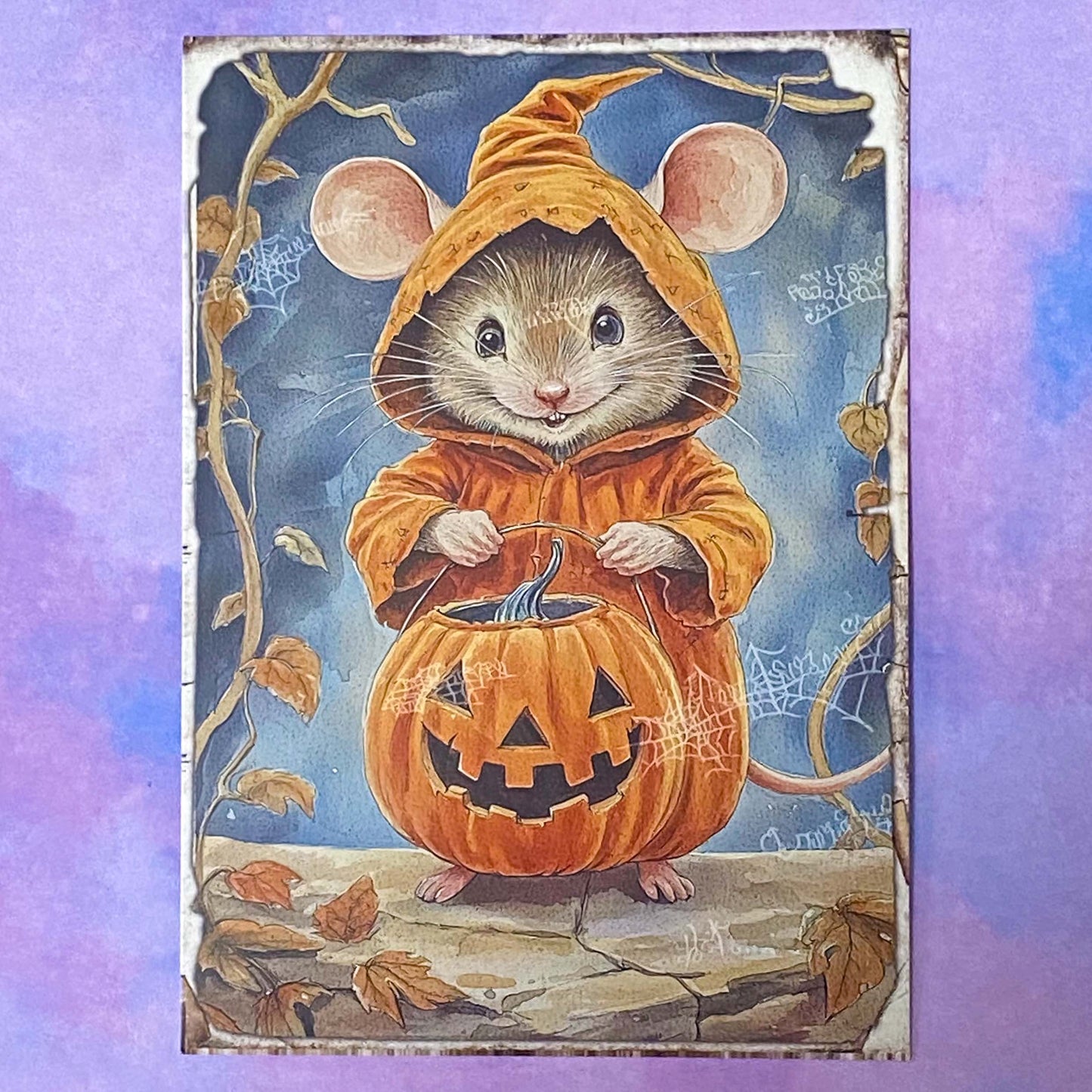pumpkin pumpkins retro vintage halloween spooky animal animals woodland cute kawaii creatures postcard postcards post card cards sticker stickers hedgehog squirrel cat kitten dog puppy rabbit stoat weasel mouse mice owl bird uk stationery supplies planner addict gift gifts shop store deer