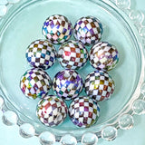 JUMBO Acrylic LUSTRE AB Beads 15mm STRIPES & CHECKED
