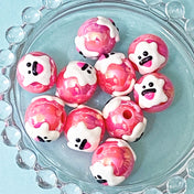 bright pink hot lustre bead beads jumbo big large hunky halloween ghost ghosts spooky craft supplies uk cute kawaii craft materials jewellery making scary iridescent ab 18mm