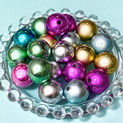 metallic foil foiled lustre bead beads jumbo very big chunky 15mm round acrylic cute kawaii craft supplies shop store purple magenta pink green mint turquoise blue silver grey blue beaded pen pens make your own jewellery bookmarks colourful 