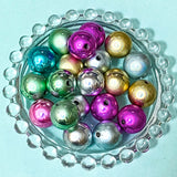 metallic foil foiled lustre bead beads jumbo very big chunky 15mm round acrylic cute kawaii craft supplies shop store purple magenta pink green mint turquoise blue silver grey blue beaded pen pens make your own jewellery bookmarks colourful 
