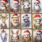 santa hat hats father christmas postcard post card cards uk cute kawaii animal animals vintage style retro victorian fox foxes bunny rabbit cat kitten raccoon owl owls sheep lamb penguin squirrel hedgehog deer elephant mouse mice individual stationery planner supplies addict gift