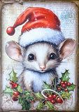 santa hat hats father christmas postcard post card cards uk cute kawaii animal animals vintage style retro victorian fox foxes bunny rabbit cat kitten raccoon owl owls sheep lamb penguin squirrel hedgehog deer elephant mouse mice individual stationery planner supplies addict gift holly leaves foliage red green