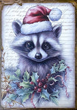 santa hat hats father christmas postcard post card cards uk cute kawaii animal animals vintage style retro victorian fox foxes bunny rabbit cat kitten raccoon owl owls sheep lamb penguin squirrel hedgehog deer elephant mouse mice individual stationery planner supplies addict gift holly leaves foliage red green