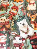 cute kawaii postcard postcards post card cards uk individual animal animals stationery shop store uk polar bear bears hedgehog hedgehogs fox foxes rabbit rabbits bunny bunnies hare hares cat cats kitten owl owls bird birds puppy dog dogs colourful red and green festive christmas foliage holly berries woodland snow snowflakes