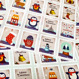 christmas stamp stamps sticker stickers seals sheet of 16 cute kawaii stationery gift gifts shop store uk packaging supplies pretty fun kids