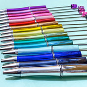 pen base foil foiled blank blanks for making your own beaded pens uk cute kawaii stationery shop store planner addict craft supplies fun bright colourful sheen shimmer pearl pearlescent holo laser shiny black ballpoint  with refill