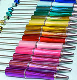 pen base foil foiled blank blanks for making your own beaded pens uk cute kawaii stationery shop store planner addict craft supplies fun bright colourful sheen shimmer pearl pearlescent holo laser shiny black ballpoint  with refill
