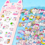 pet planet clear pack of 10 sticker sheets with kawaii bunny pictures