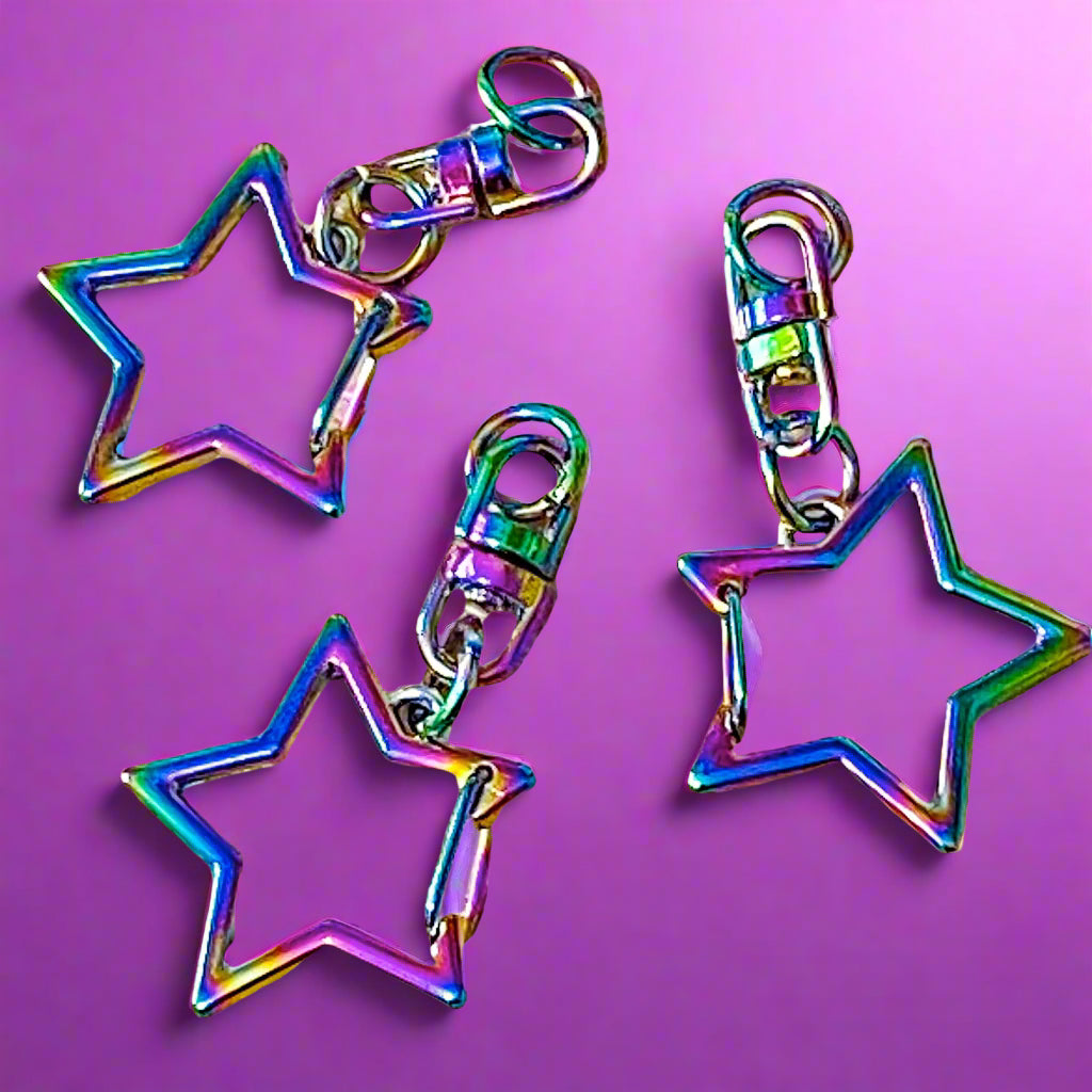 rainbow titanium star stars planner clip paper clips bag charm keyring key ring rings uk cute kawaii stationery gift gifts shop store colourful pretty metal 