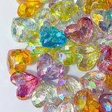large big statement jumbo bead beads facets faceted heart hearts sparkly glittery acrylic jewellery making supplies shop store uk plastic iridescent ab aurora borealis coating pretty colourful 20mm